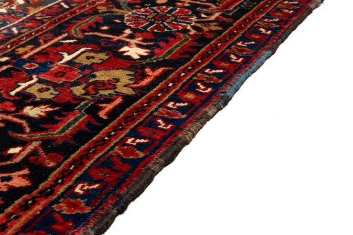 Close-up detail of 2005s Heriz rug from Iran / Persia showing Wool weave