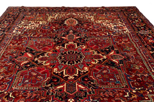 Full view of 2005s Heriz rug from Iran / Persia, 360 × 260 cm in Red tones