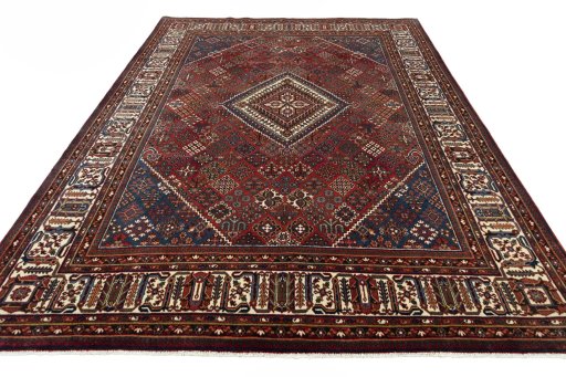 Surface texture of 1970s Joshagan rug with natural Wool and intricate pattern