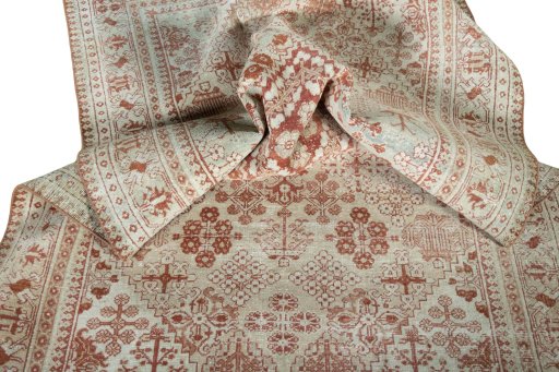 Close-up detail of 1950s Joshagan rug from Iran / Persia showing Wool weave