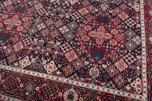 Close-up detail of 2000s Joshagan rug from Iran / Persia showing Wool weave
