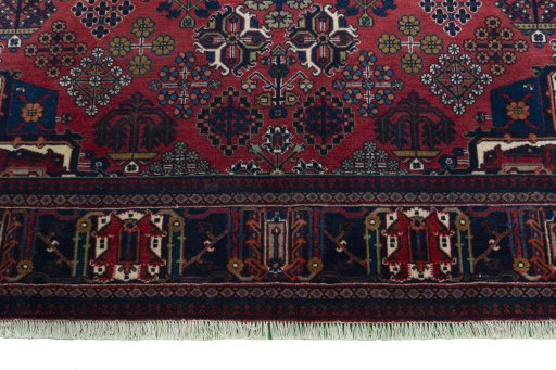 Full view of 1970s Joshagan rug from Iran / Persia, 248 × 163 cm in Red tones