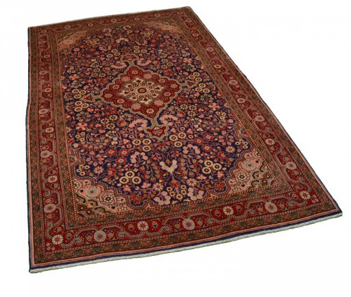 Corner detail of 2000s Jozan rug showing border pattern and Wool pile