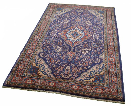 Close-up detail of 2000s Jozan rug from Iran / Persia showing Wool weave