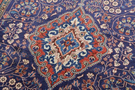 Surface texture of 2000s Jozan rug with natural Wool and intricate pattern