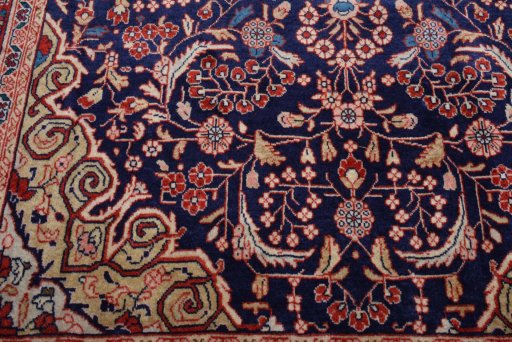 Backside of handmade 2000s Jozan rug showing knot structure and weave density