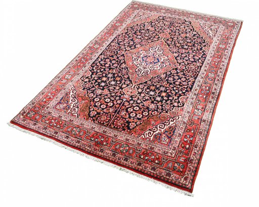 Close-up detail of 1970s Jozan rug from Iran / Persia showing Wool weave