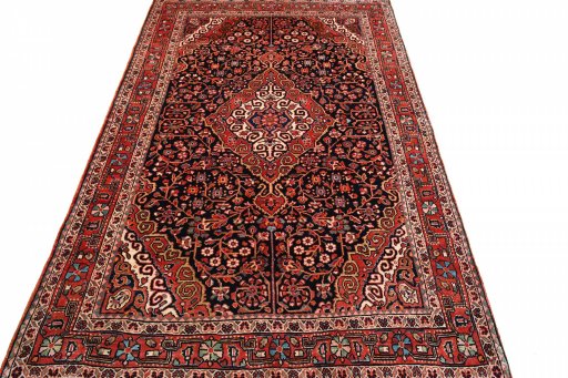 Surface texture of 1970s Jozan rug with natural Wool and intricate pattern