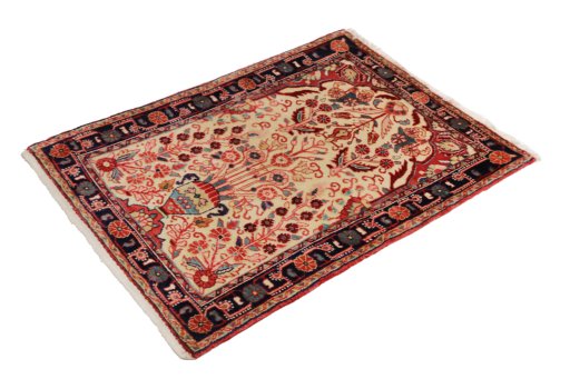 Corner detail of 1990s Jozan rug showing border pattern and Wool pile