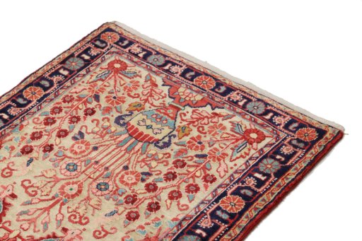 Surface texture of 1990s Jozan rug with natural Wool and intricate pattern