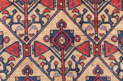 Full view of 1973s Koliai rug from Iran / Persia, 290 × 154 cm in Cream tones