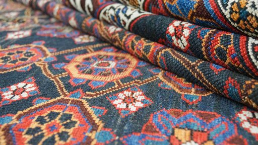 Close-up detail of 1990s Kurdi rug from Iran / Persia showing Wool weave
