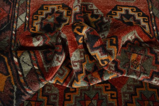 Close-up detail of 2000s Kurdi rug from Iran / Persia showing Wool weave