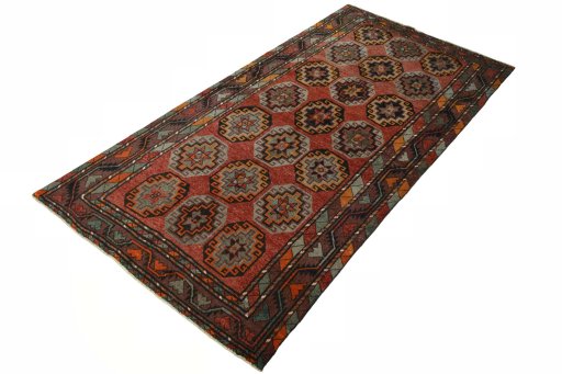 Corner detail of 2000s Kurdi rug showing border pattern and Wool pile