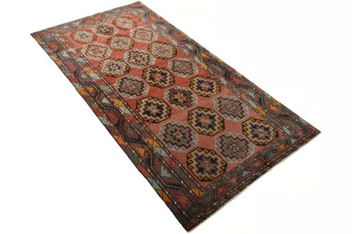 Close-up detail of 2000s Kurdi rug from Iran / Persia showing Wool weave