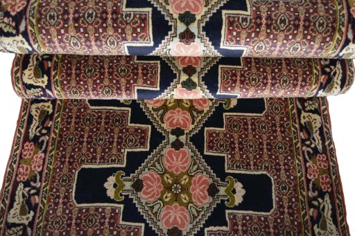 Full view of New Kurdi rug from Iran / Persia, 407 × 92 cm in Multi Color tones
