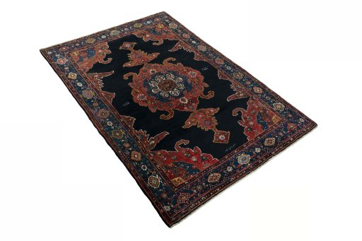 Close-up detail of 1950s Kurdi rug from Iran / Persia showing Wool weave