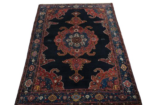 Surface texture of 1950s Kurdi rug with natural Wool and intricate pattern