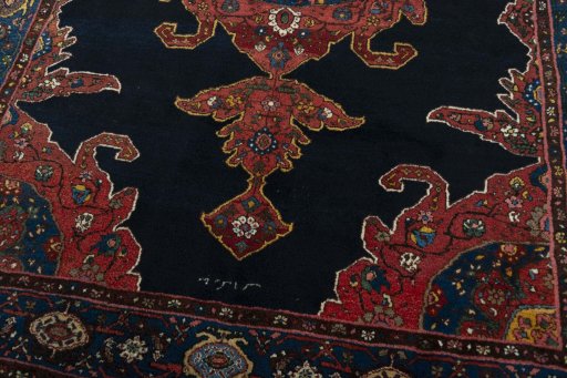 Close-up detail of 1950s Kurdi rug from Iran / Persia showing Wool weave
