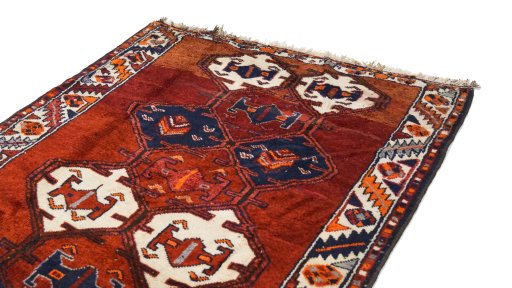 Surface texture of 1990s Kurdi rug with natural Wool and intricate pattern