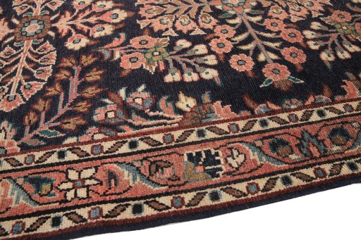 Surface texture of 1950s Lilian rug with natural Wool and intricate pattern