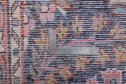 Close-up detail of 1950s Lilian rug from Iran / Persia showing Wool weave