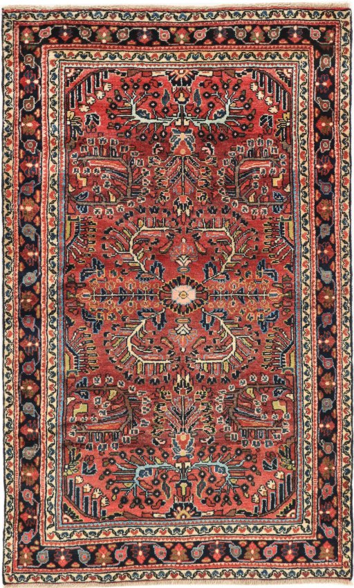 Full view of 1980s Lilian rug from Iran / Persia, 165 × 98 cm in Red tones