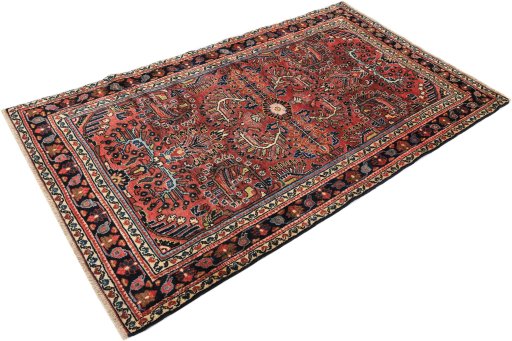 Close-up detail of 1980s Lilian rug from Iran / Persia showing Wool weave