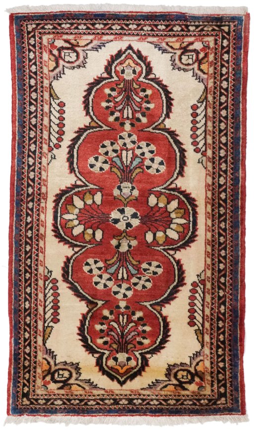 Full view of 1990s Lilian rug from Iran / Persia, 120 × 72 cm in Red tones