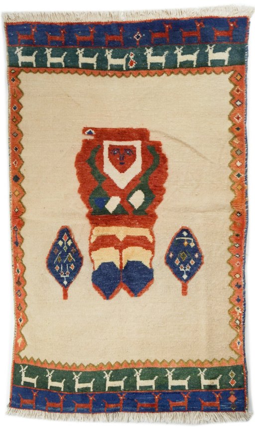 Full view of New Lori rug from Iran / Persia, 160 × 108 cm in Cream tones