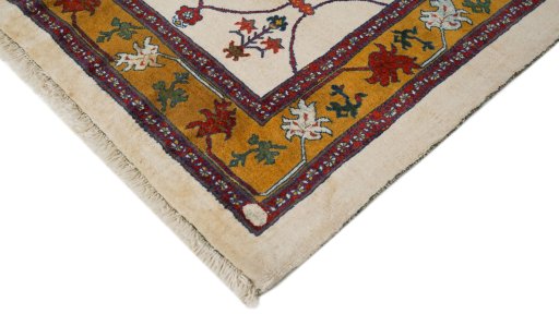 Backside of handmade New Lori rug showing knot structure and weave density