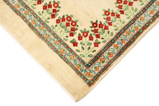 Backside of handmade New Lori rug showing knot structure and weave density