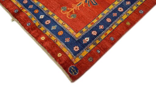 Backside of handmade New Lori rug showing knot structure and weave density