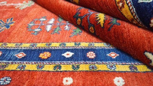 Full view of New Lori rug from Iran / Persia, 203 × 137 cm in Dark red tones