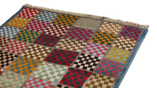 Backside of handmade New Lori rug showing knot structure and weave density
