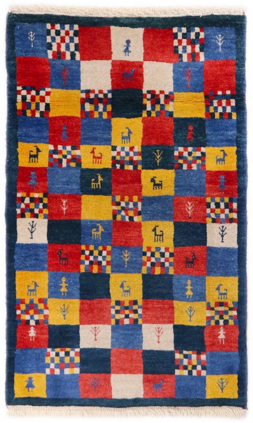 Full view of New Lori rug from Iran / Persia, 119 × 81 cm in Multi Color tones