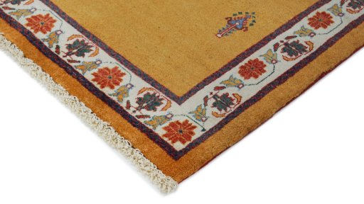Backside of handmade 1990s Lori rug showing knot structure and weave density