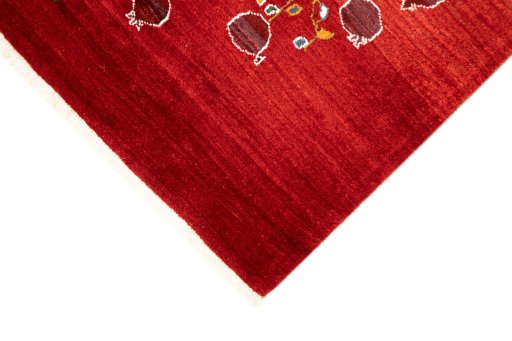 Backside of handmade New Lori rug showing knot structure and weave density