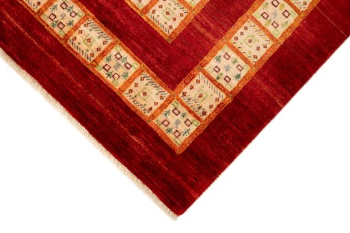 Backside of handmade New Lori rug showing knot structure and weave density