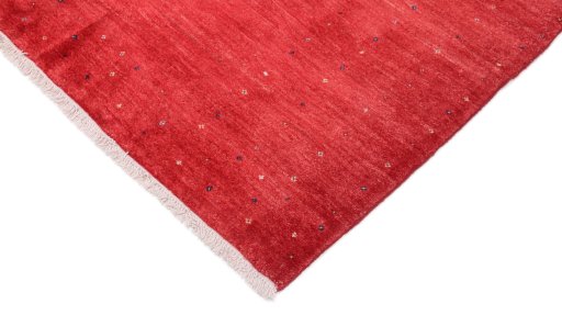 Backside of handmade New Lori rug showing knot structure and weave density