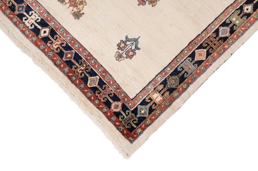 Backside of handmade New Lori rug showing knot structure and weave density