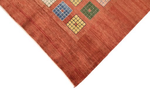 Backside of handmade New Lori rug showing knot structure and weave density