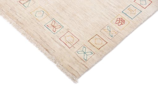 Backside of handmade New Lori rug showing knot structure and weave density