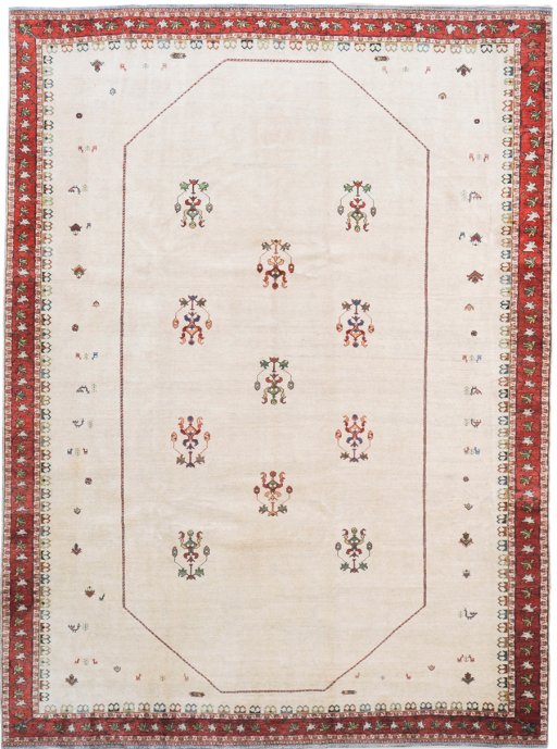 Full view of New Lori rug from Iran / Persia, 351 × 257 cm in Cream tones
