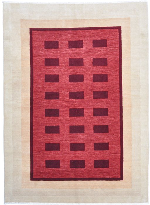 Full view of 1980s Lori rug from Egyptian, 236 × 175 cm in Red tones