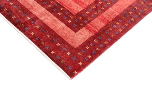 Backside of handmade New Lori rug showing knot structure and weave density