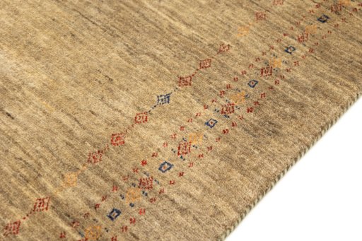 Backside of handmade New Lori rug showing knot structure and weave density