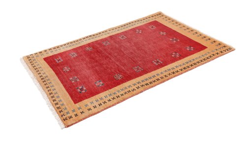 Corner detail of New Lori rug showing border pattern and Wool pile