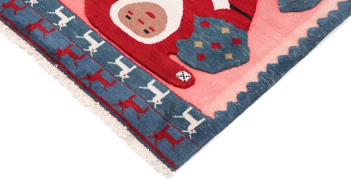 Backside of handmade New Lori rug showing knot structure and weave density