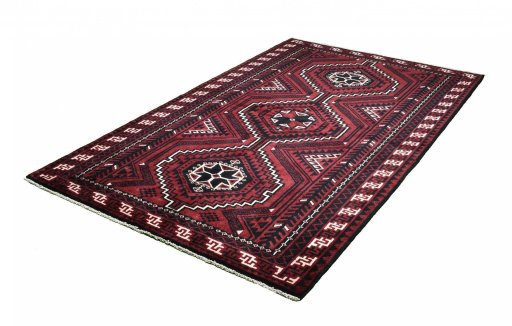 Corner detail of 2000s Lori rug showing border pattern and Wool pile